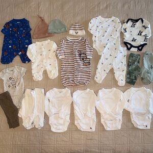 Premie Boy’s Baby Clothes Lot (19 Pieces)